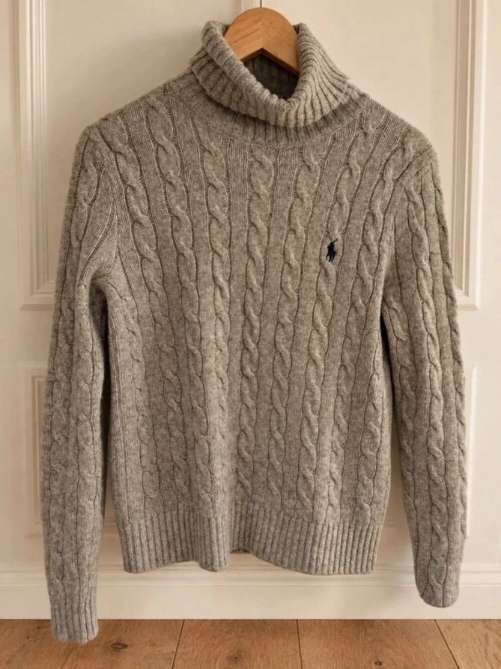 Polo Ralph Lauren Cable Knit Turtleneck Sweater Gray XS
